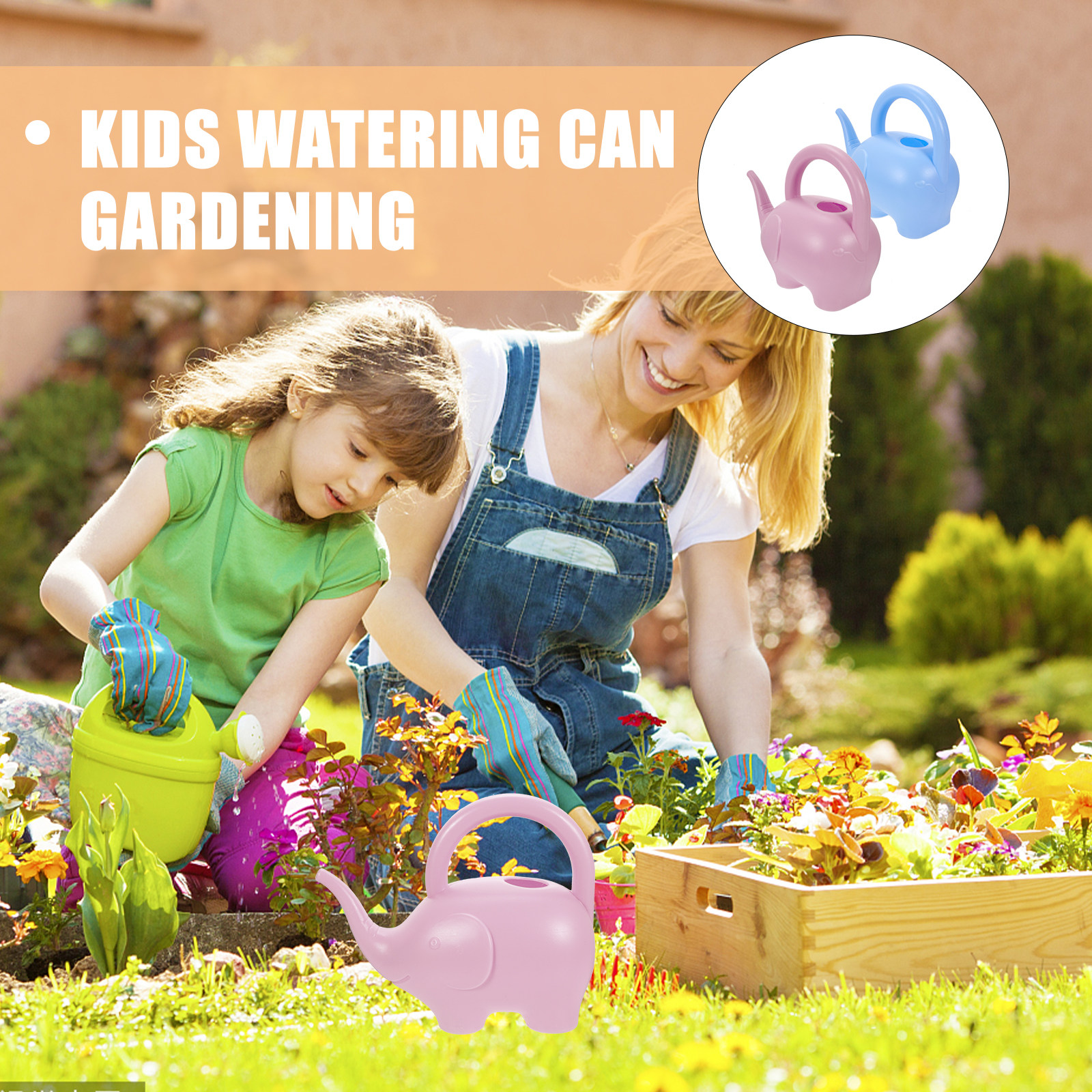 Gardening Tools For Toddlers - 2Pcs Candy Color Cartoon Watering Can