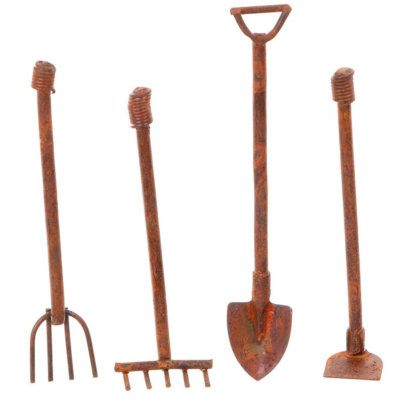 Gardening Tools Toys - 1:12 Scale Dollhouse Miniature Shovel Hoe
