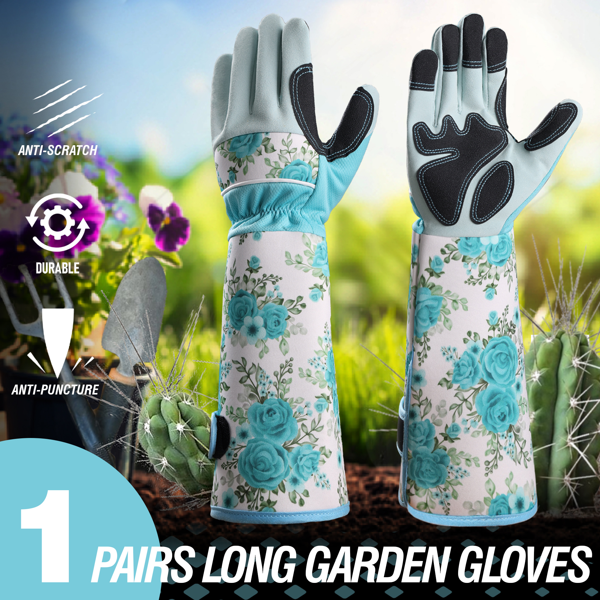 Garden Gloves Thorn Proof - 1 Pair Long Gardening Gloves Thorn