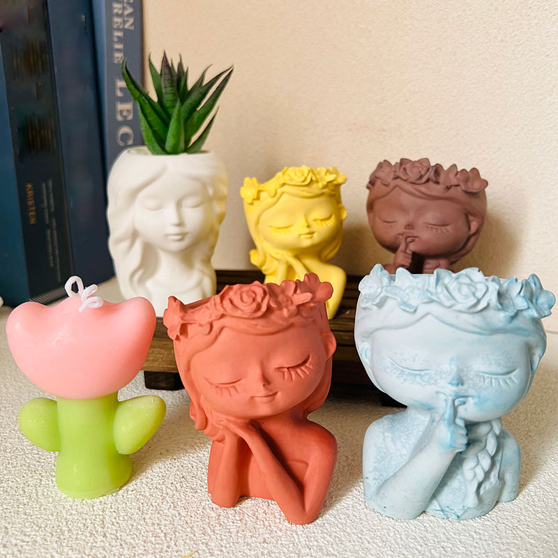 Cute Girl Plant Pot Silicone M - Gardening Tools Cute recension och pris