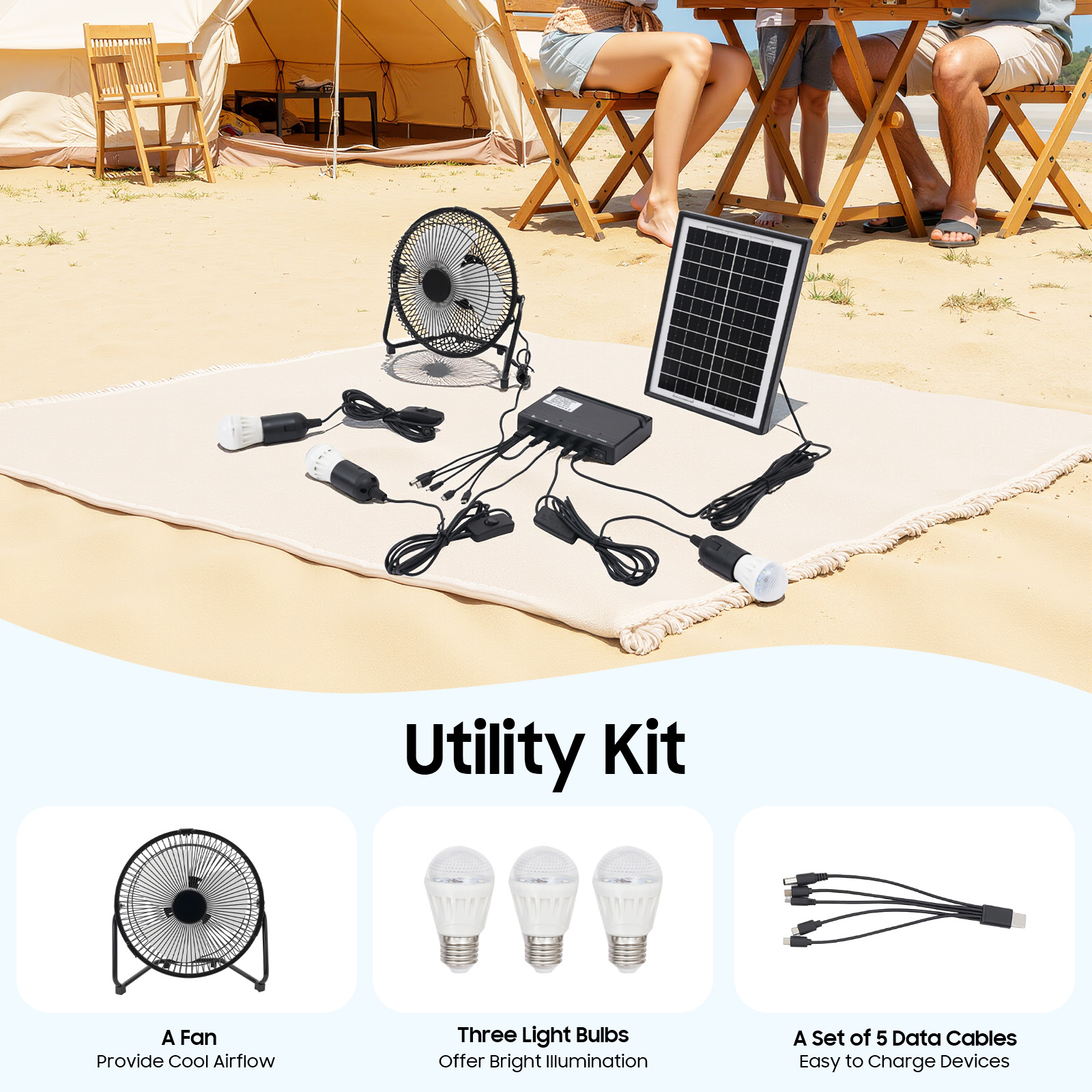 100-240V Solar Fan And Lamp Ki - Gardening Tools Bundle recension och pris