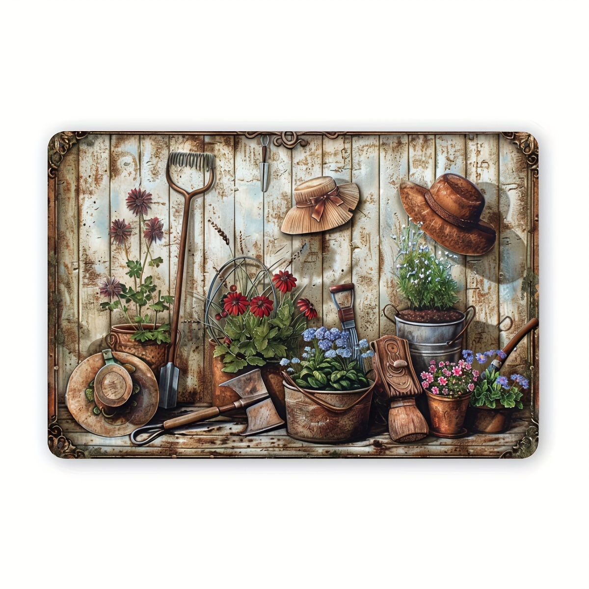 2D Flat, Vintage Floral Metal  - Gardening Tools Vintage recension och pris