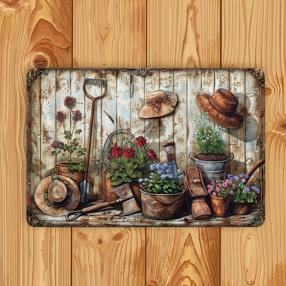 2D Flat, Vintage Floral Metal  - Gardening Tools Vintage recension och pris