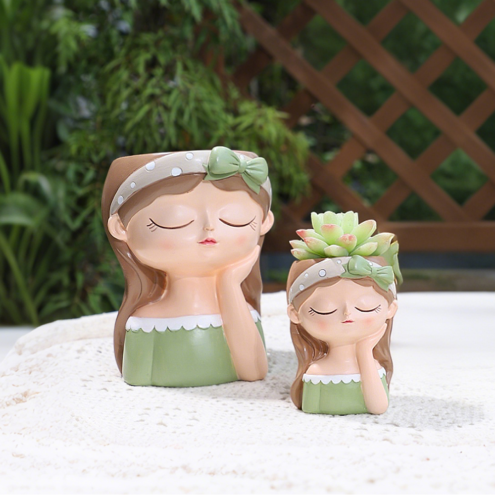 Cute Girl Small Plant Pot Resi - Gardening Tools Cute recension och pris