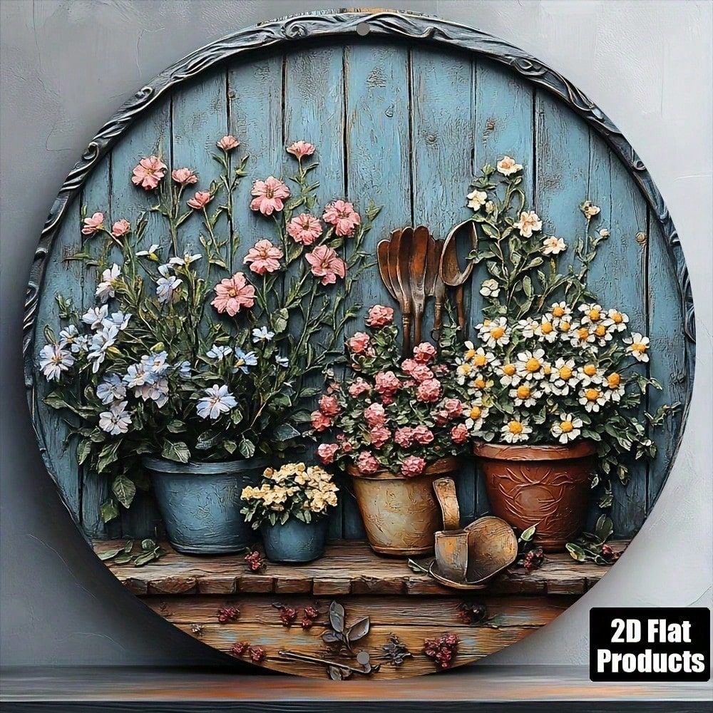Vintage Round Wall Art, Rustic - Gardening Tools Vintage recension och pris