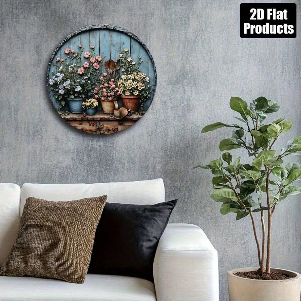 Vintage Round Wall Art, Rustic - Gardening Tools Vintage recension och pris